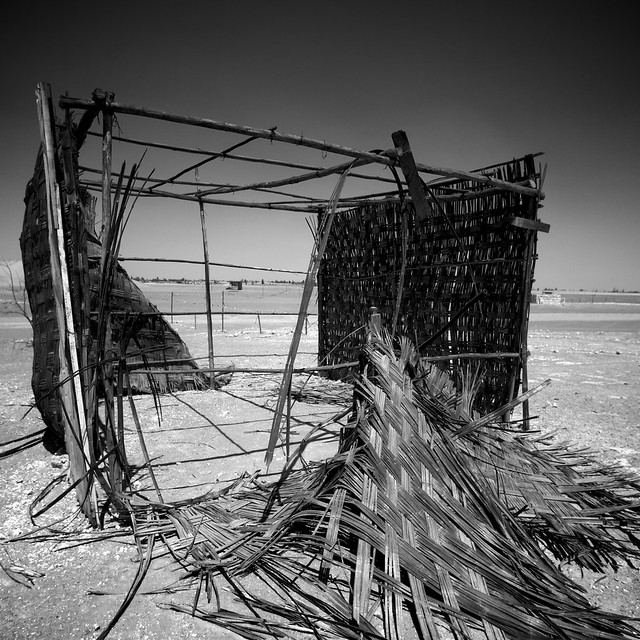 A dilapitated shack in the middle of the desolate Sechura Peru.