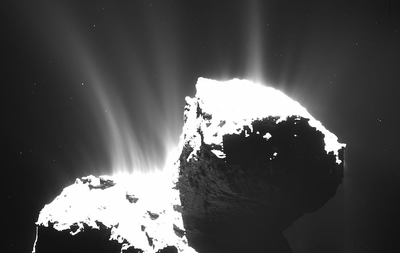 A Rosetta image of Comet 67P/Churyumov-Gerasimenko, taken by the OSIRIS camera. ESA/Rosetta/MPS for OSIRIS Team MPS/UPD/LAM/IAA/SSO/INTA/UPM/DASP/IDA.